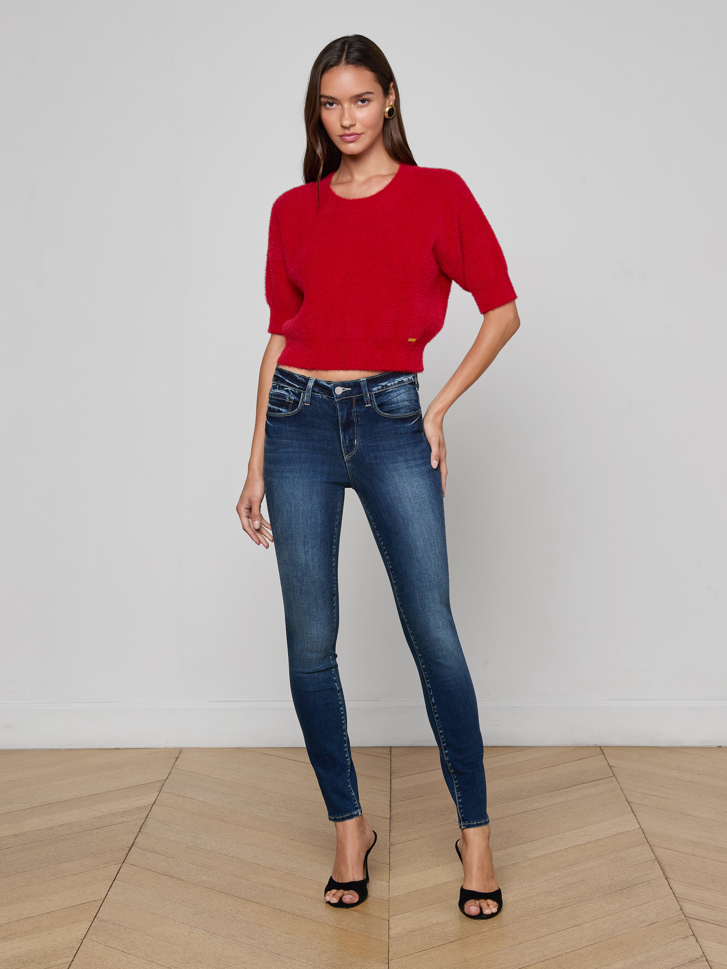 Guinevere Cropped Pullover In Chili Pepper