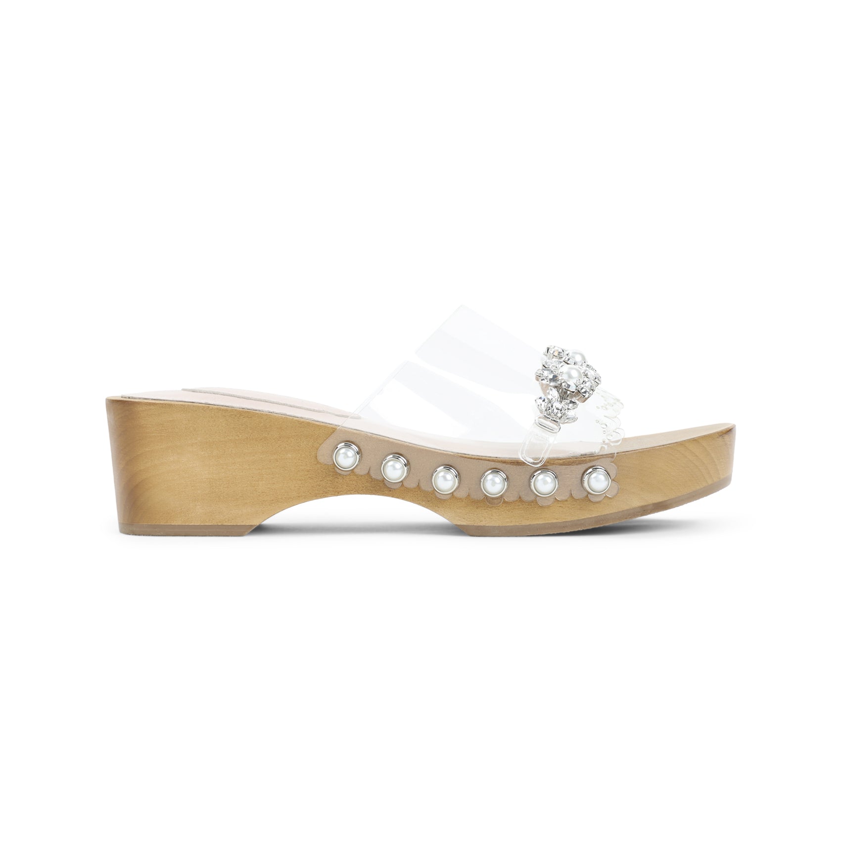 Scalopped Wooden Clog Sandals