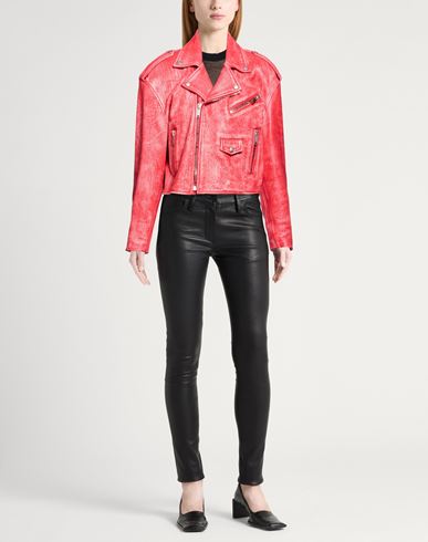 Woman Jacket Red Size S Ovine leather