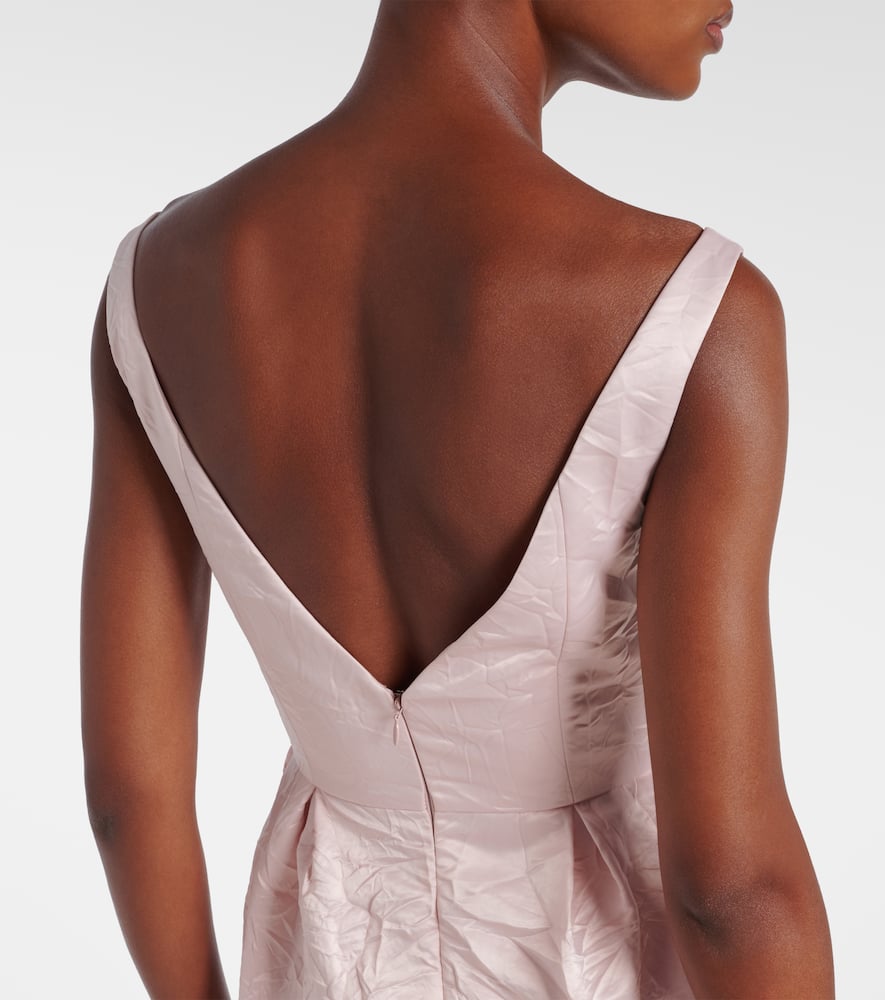 Embroidered satin gown
