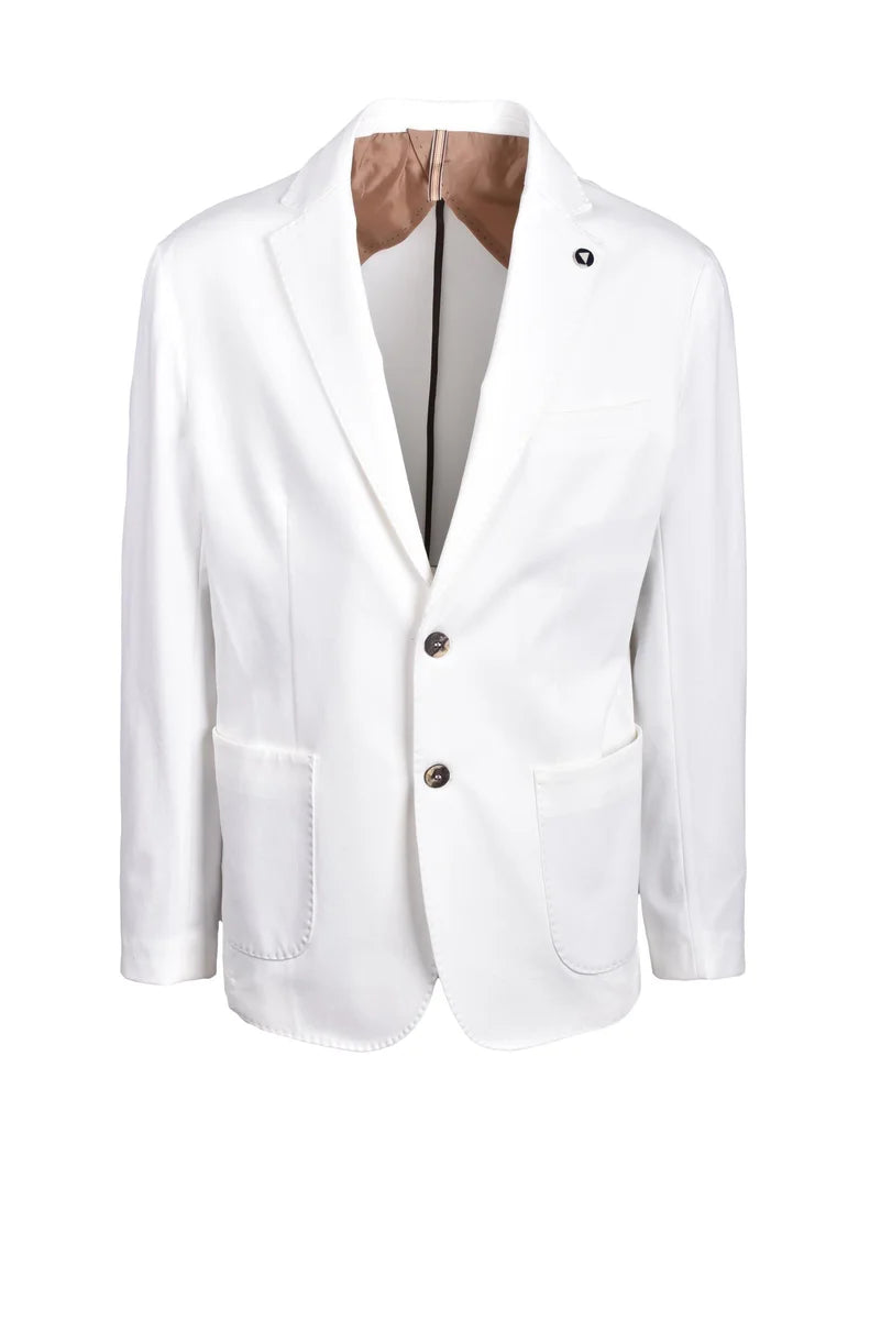 White Cotton Polyamide Elastane Jacket