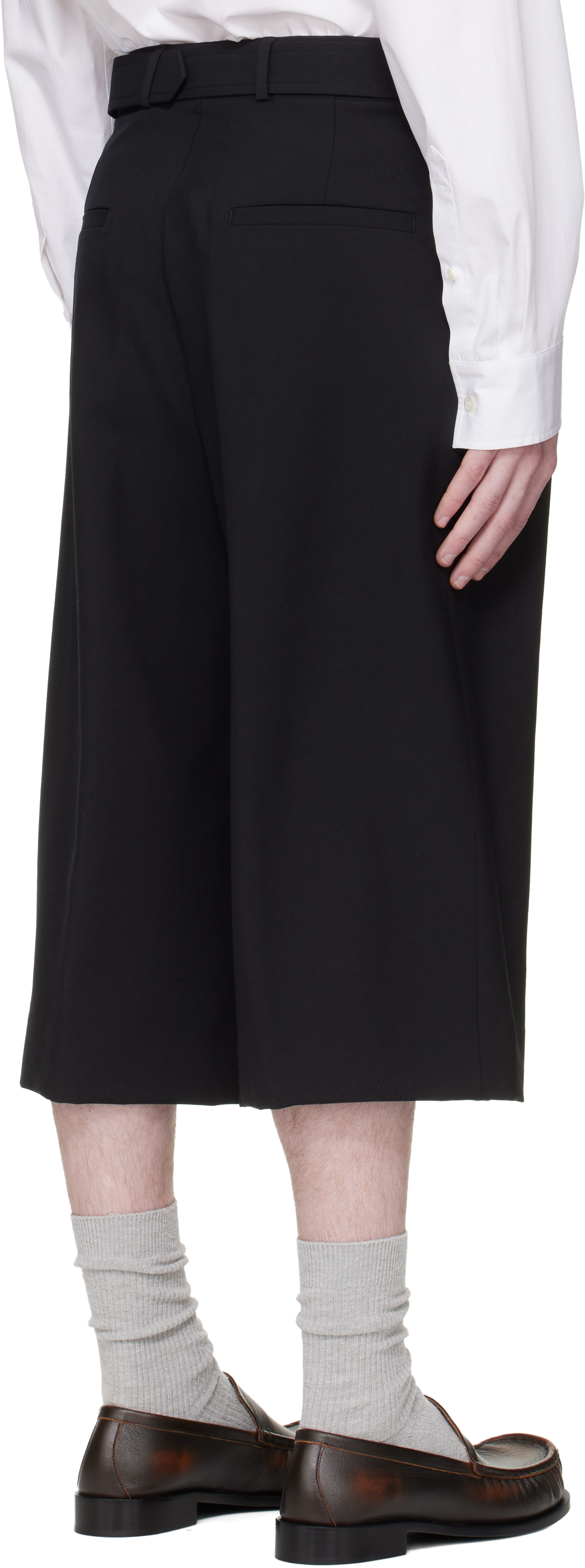 Black Wool Mohair Shorts