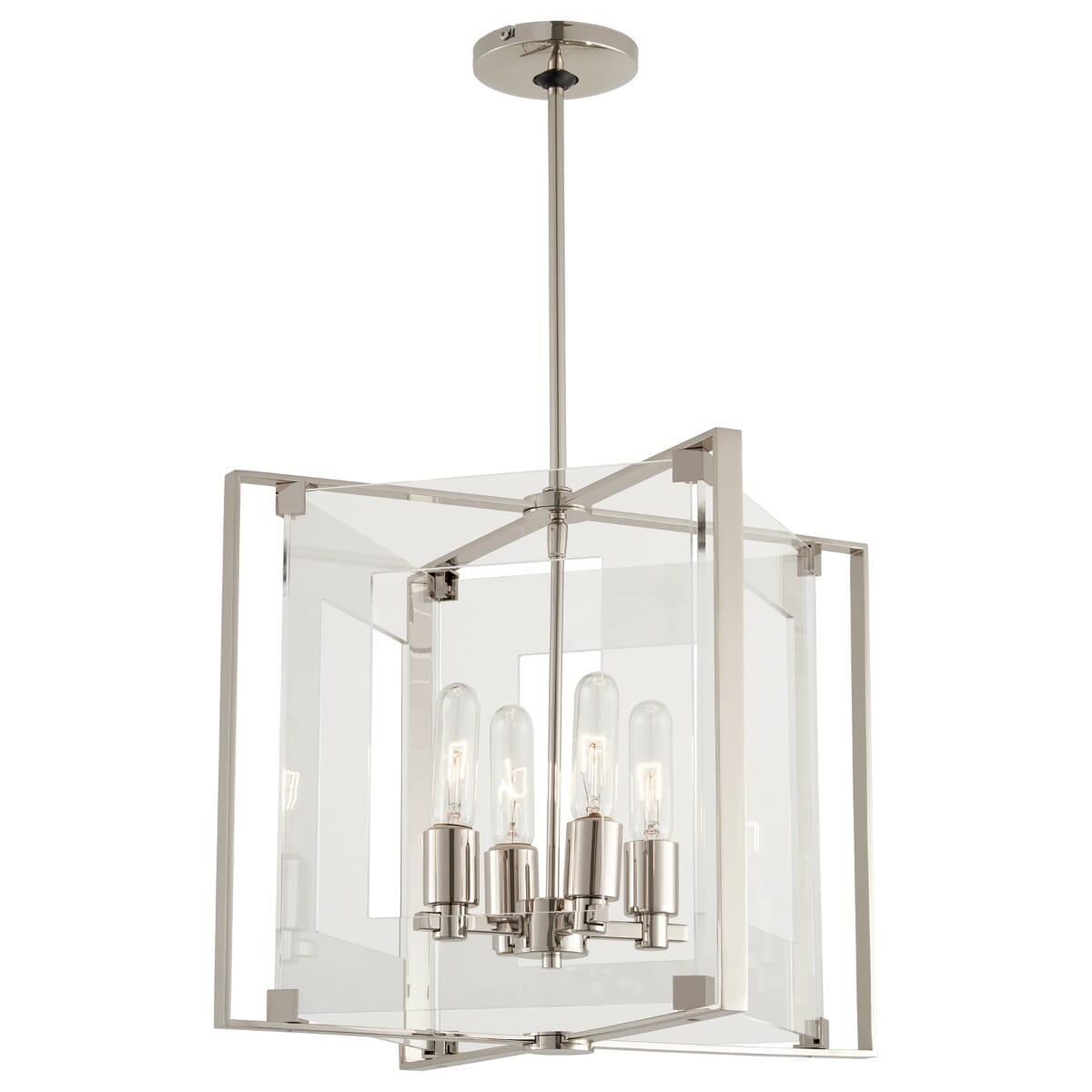 George Kovacs Crystal Clear 4-Light 15" Pendant Light in Polished Nicke