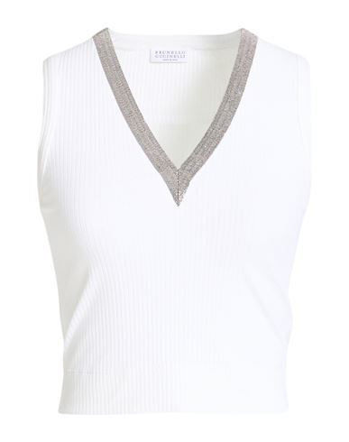 Woman Top White Size M Cotton, Elastane, Acetate, Silk, Brass