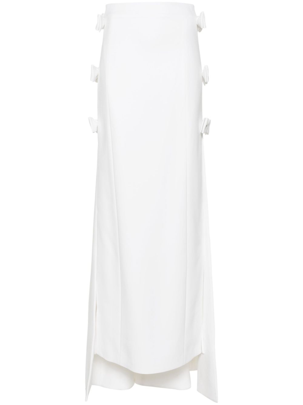 Sabina bow-detail crepe midi skirt - White