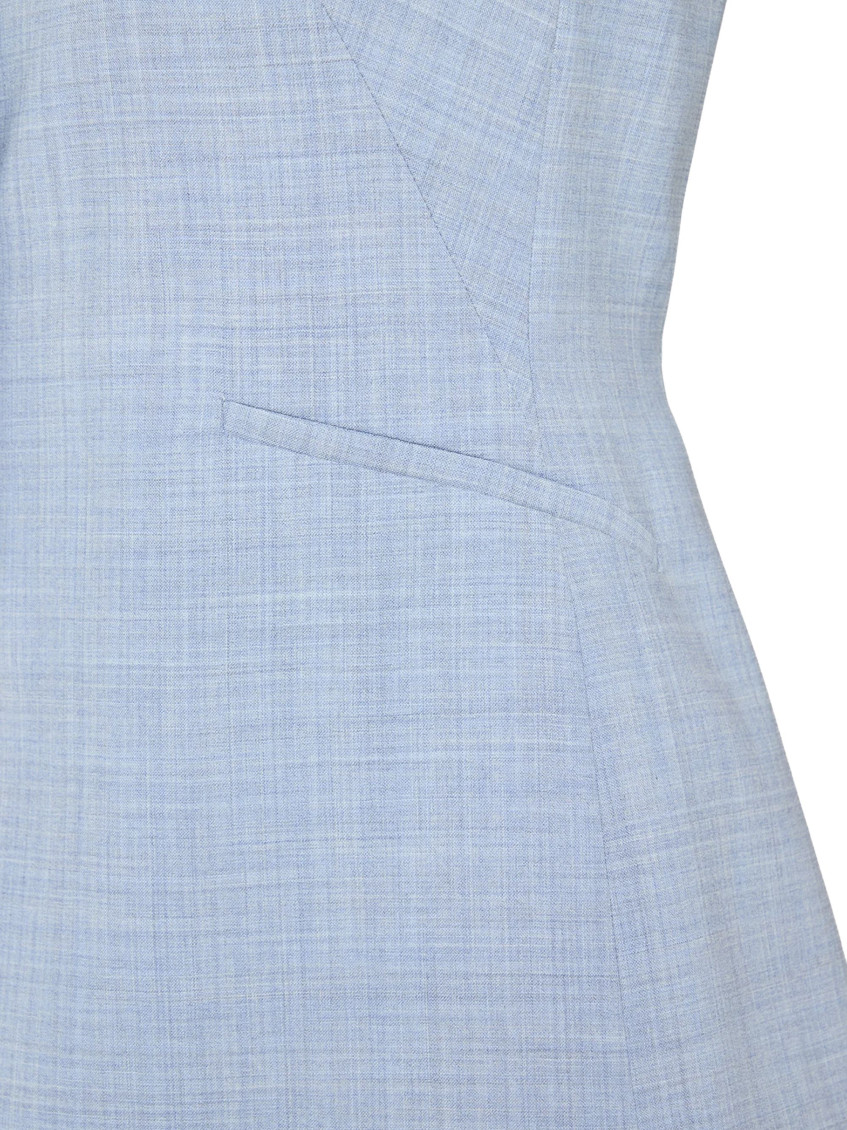 Blue Crew Neck Blazer Vest