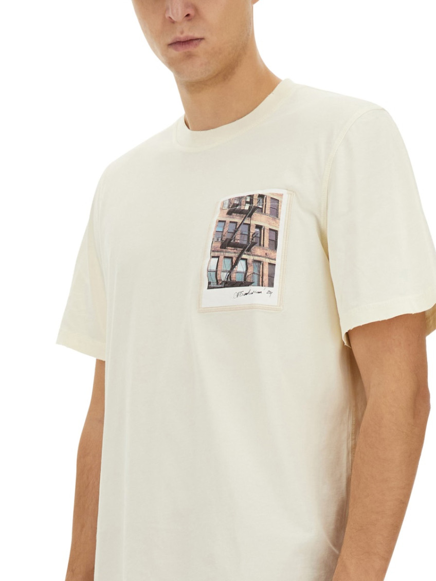 Cotton Postcard T-shirt With Print