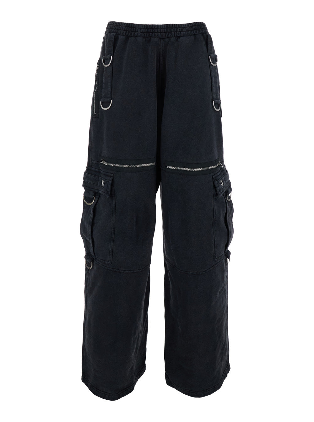 Multi-Pocket Cotton Cargo Pants — Black