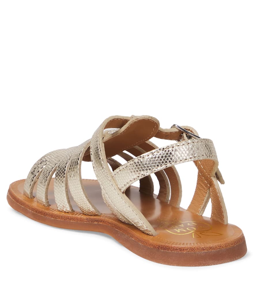 Plagette Strap metallic leather sandals