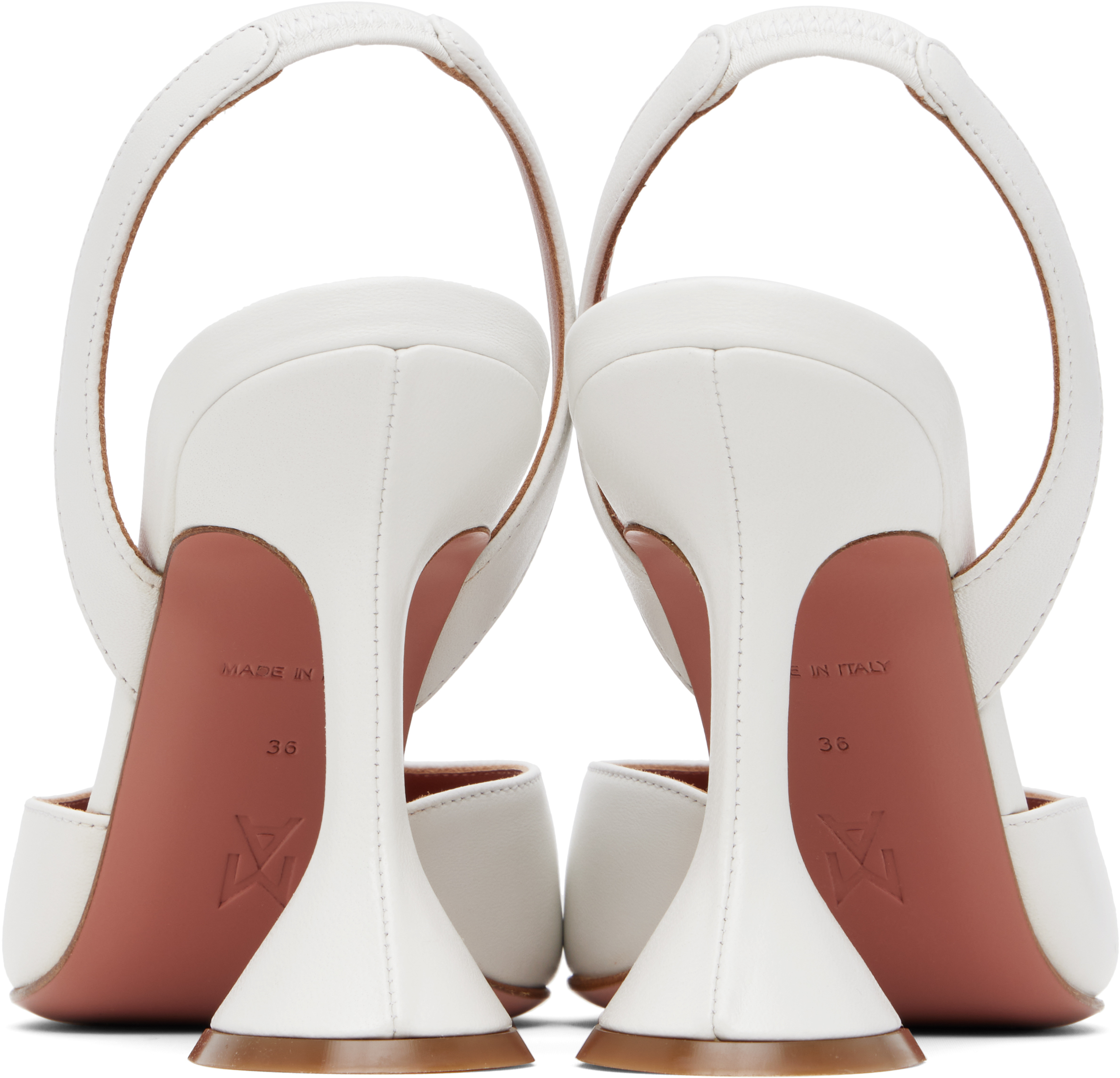 Amina Muaddi White Holli Sling 95 Heels