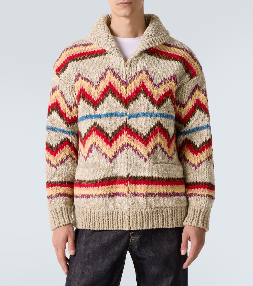 Wool and cashmere jacquard cardigan