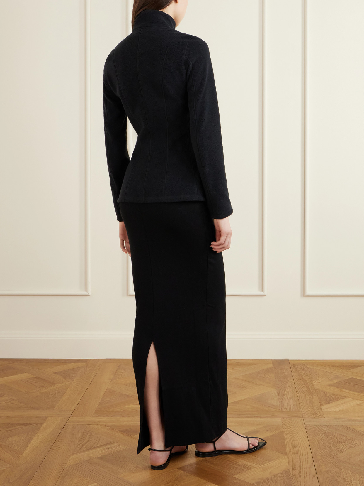 Paneled Fleece Jacket - Black