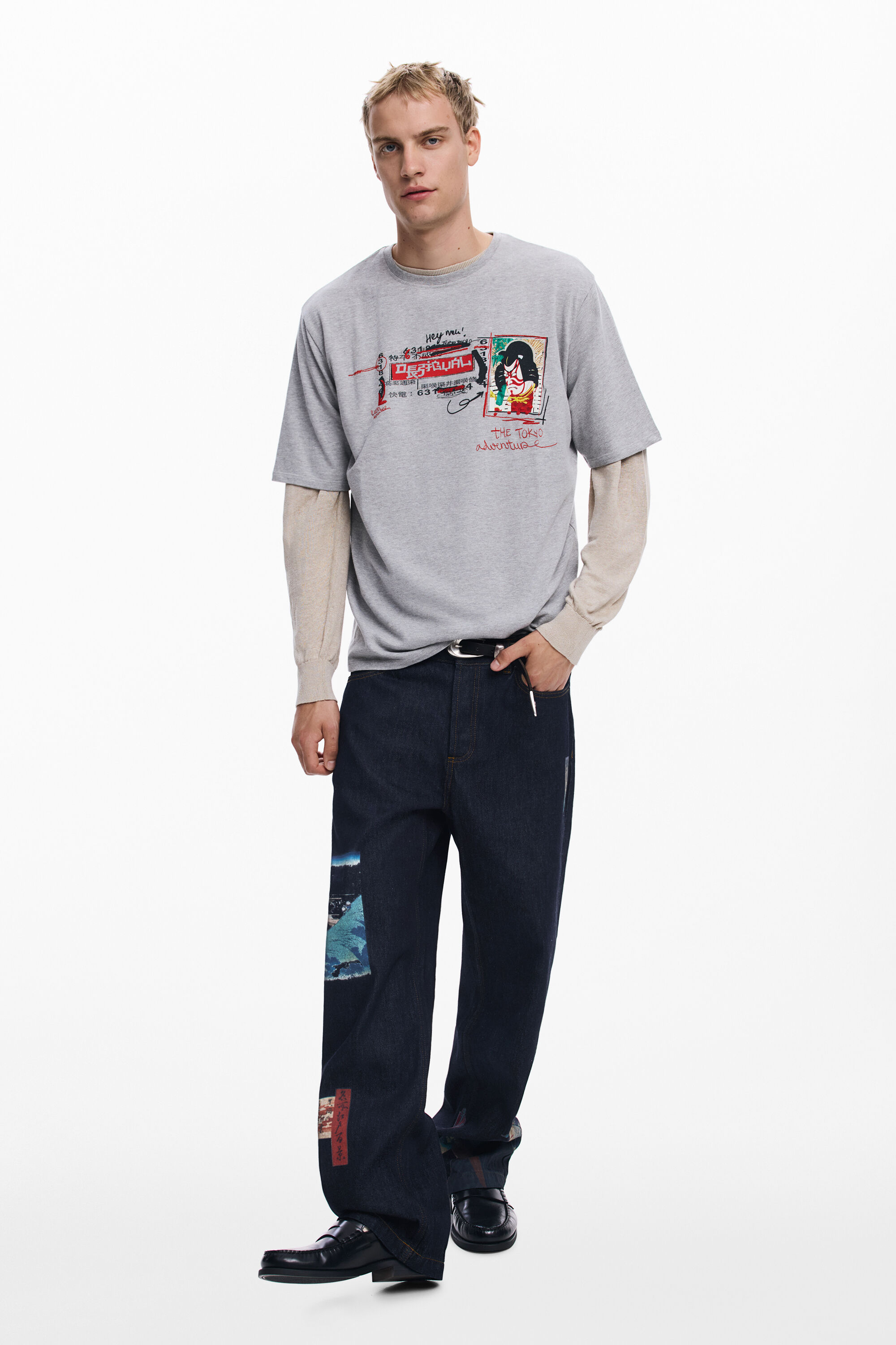 Oriental printed jean