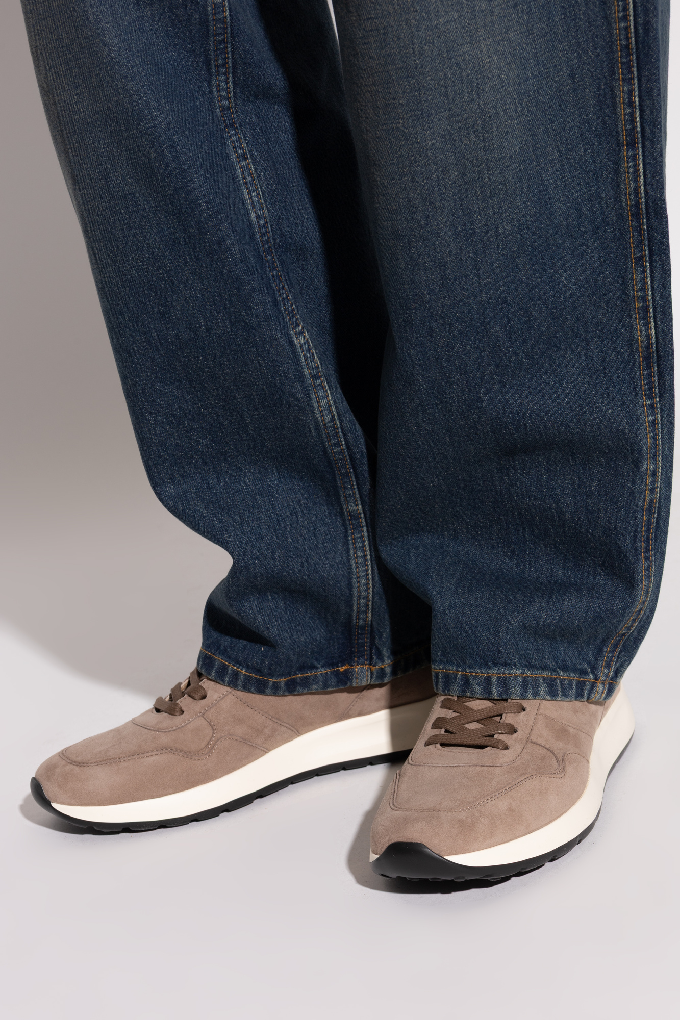 Leather Sports Shoes, Men's, Beige