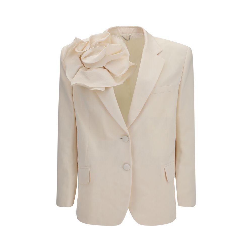Removable Floral Appliqué Blazer — Beige
