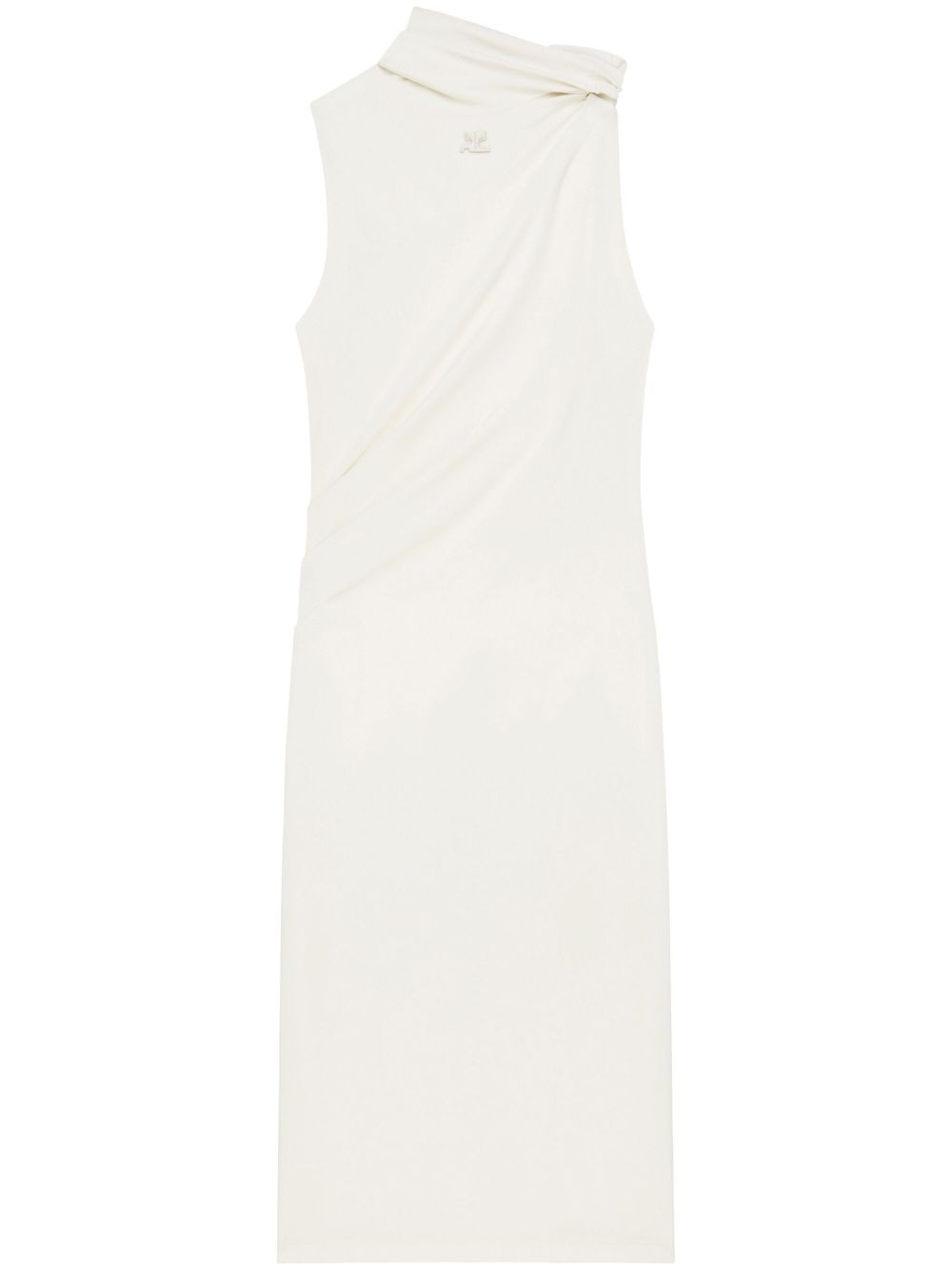 Draped-detail midi dress - Neutrals