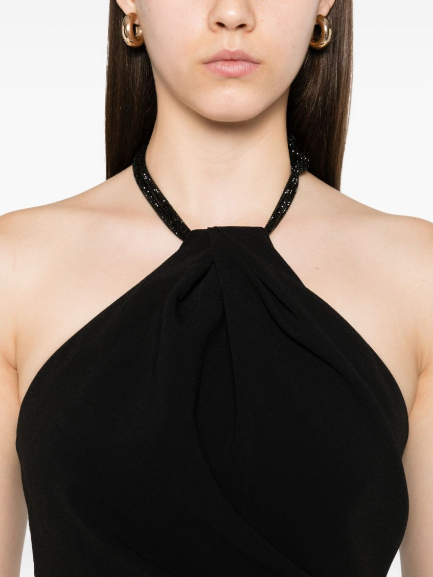 Riva halterneck draped maxi dress - Black