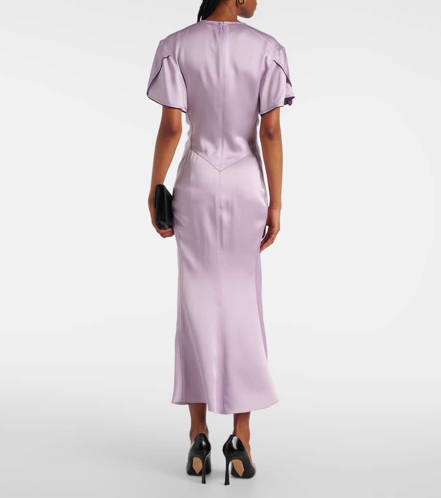 Gathered satin midi dress