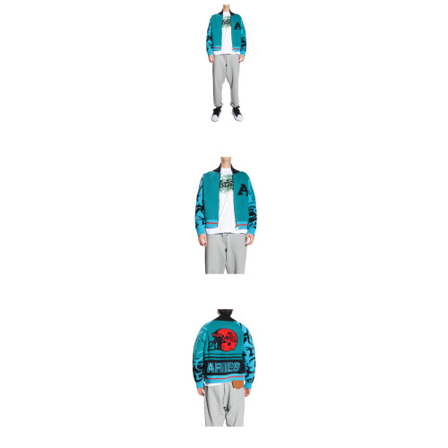 Logo-intarsia zip-up cardigan - Blue