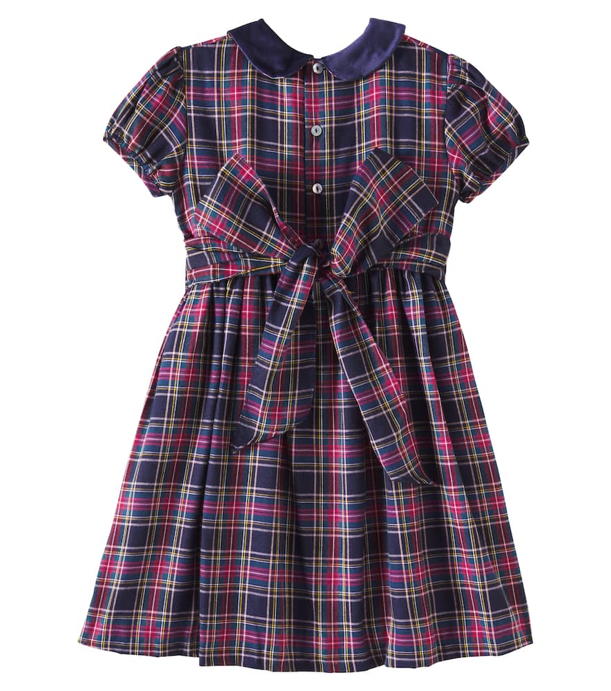 Arcadia shirred plaid cotton-blend dress
