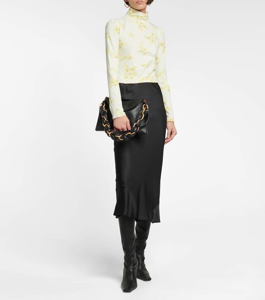 Sense of Shine silk-blend midi skirt