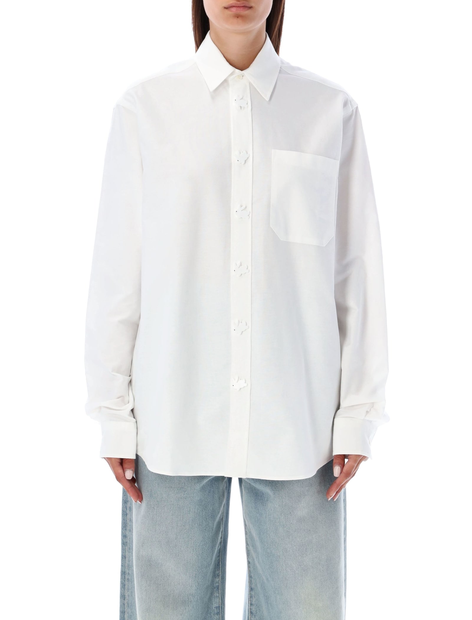 Rabit-buttons cotton shirt - White
