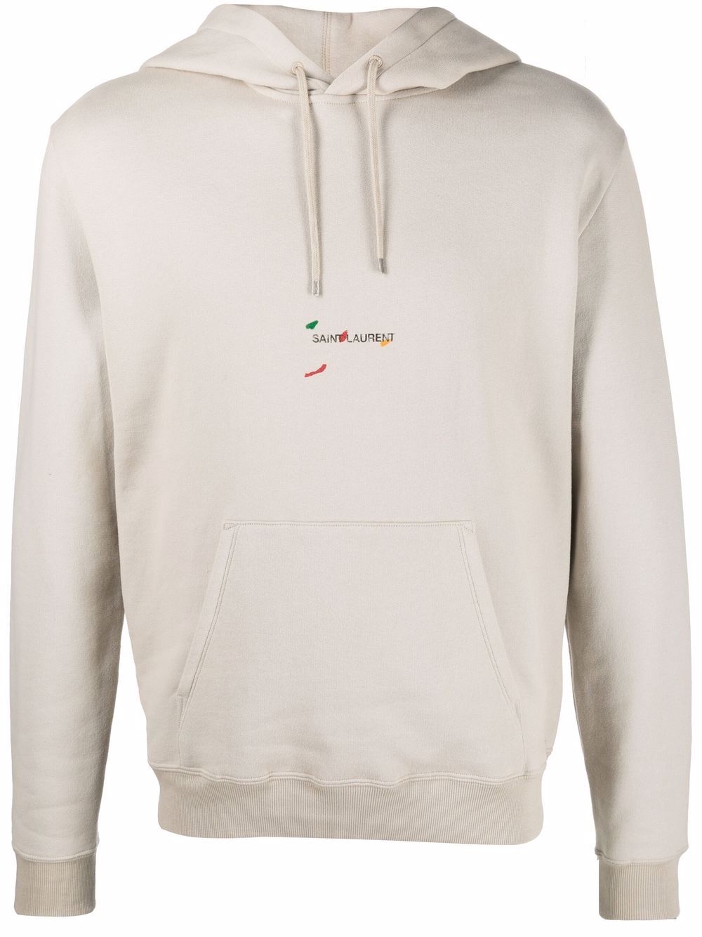 Painted logo-print hoodie - Neutrals