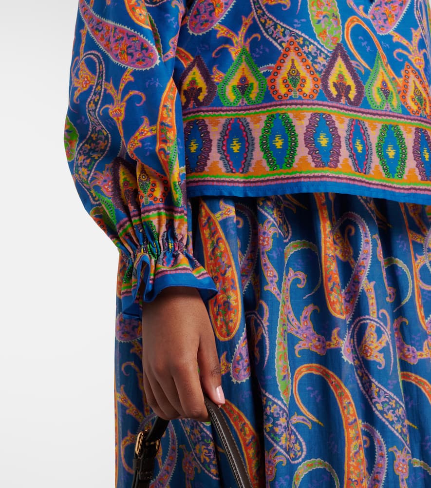 Printed cotton and silk twill blouse