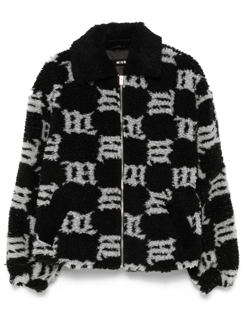 Monogram-pattern faux-shearling jacket - Black