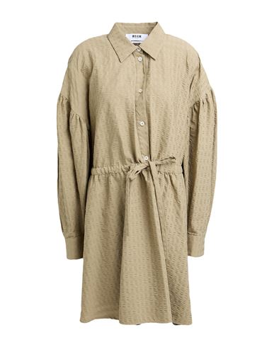 Woman Mini dress Military green Size 4 Cotton, Elastane