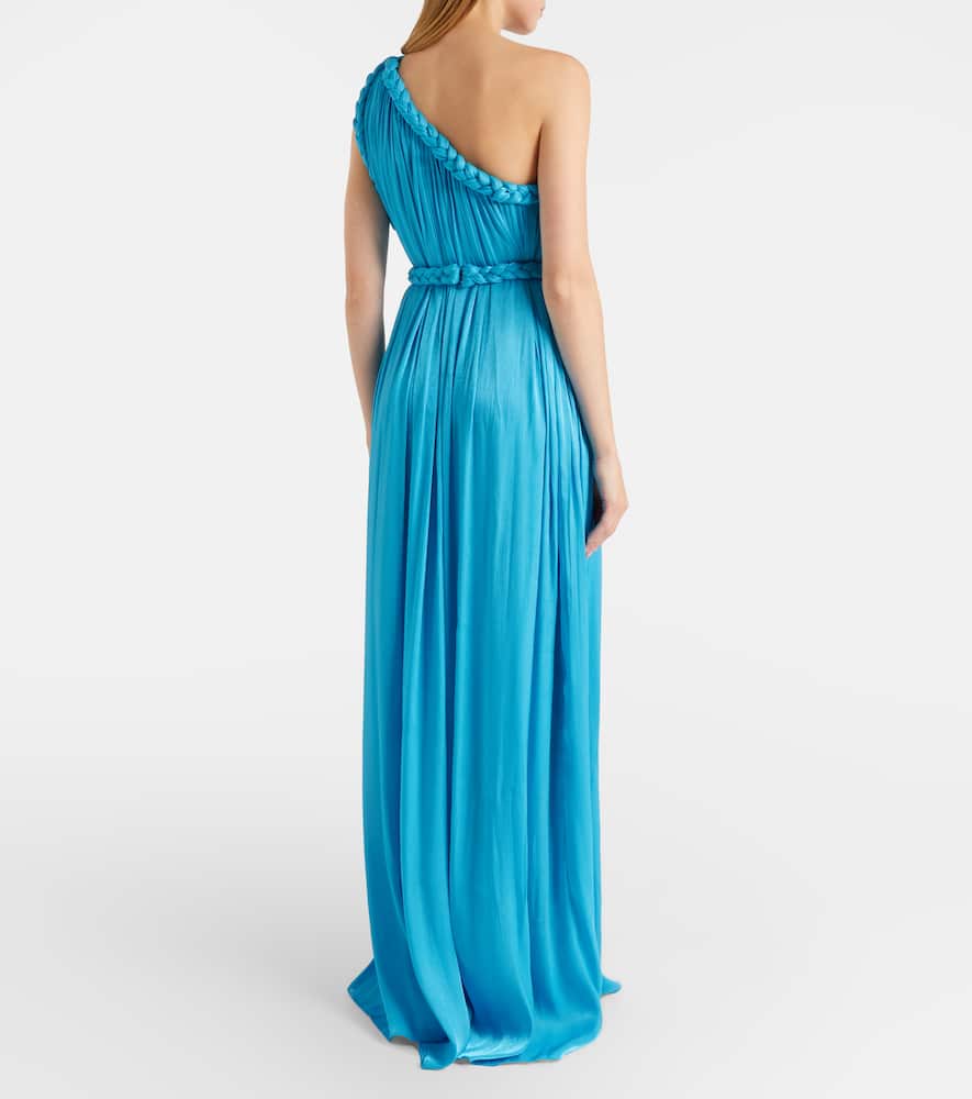 Isilda lamé georgette one-shoulder gown