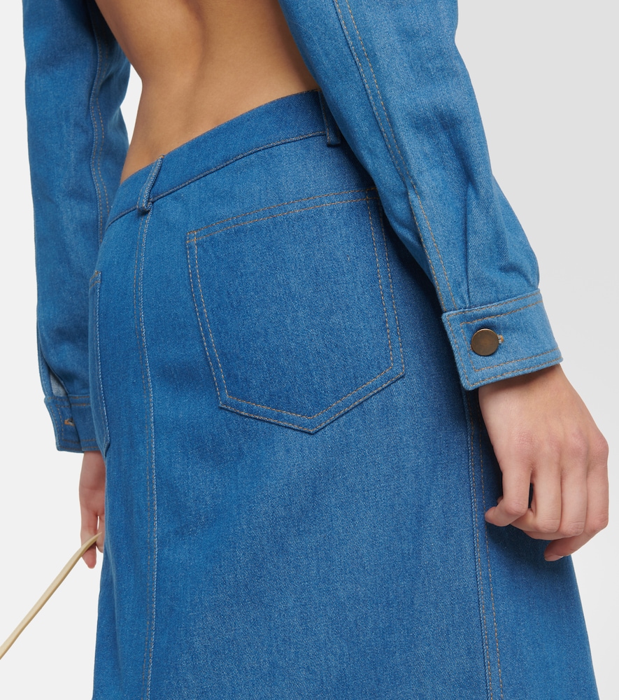 Pilla low-rise denim maxi skirt