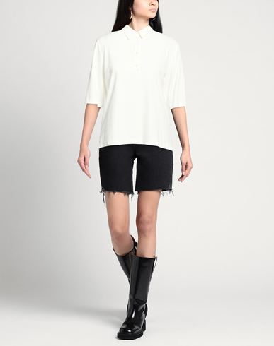 Woman Polo shirt Ivory Size 10 Viscose, Polyamide, Elastane