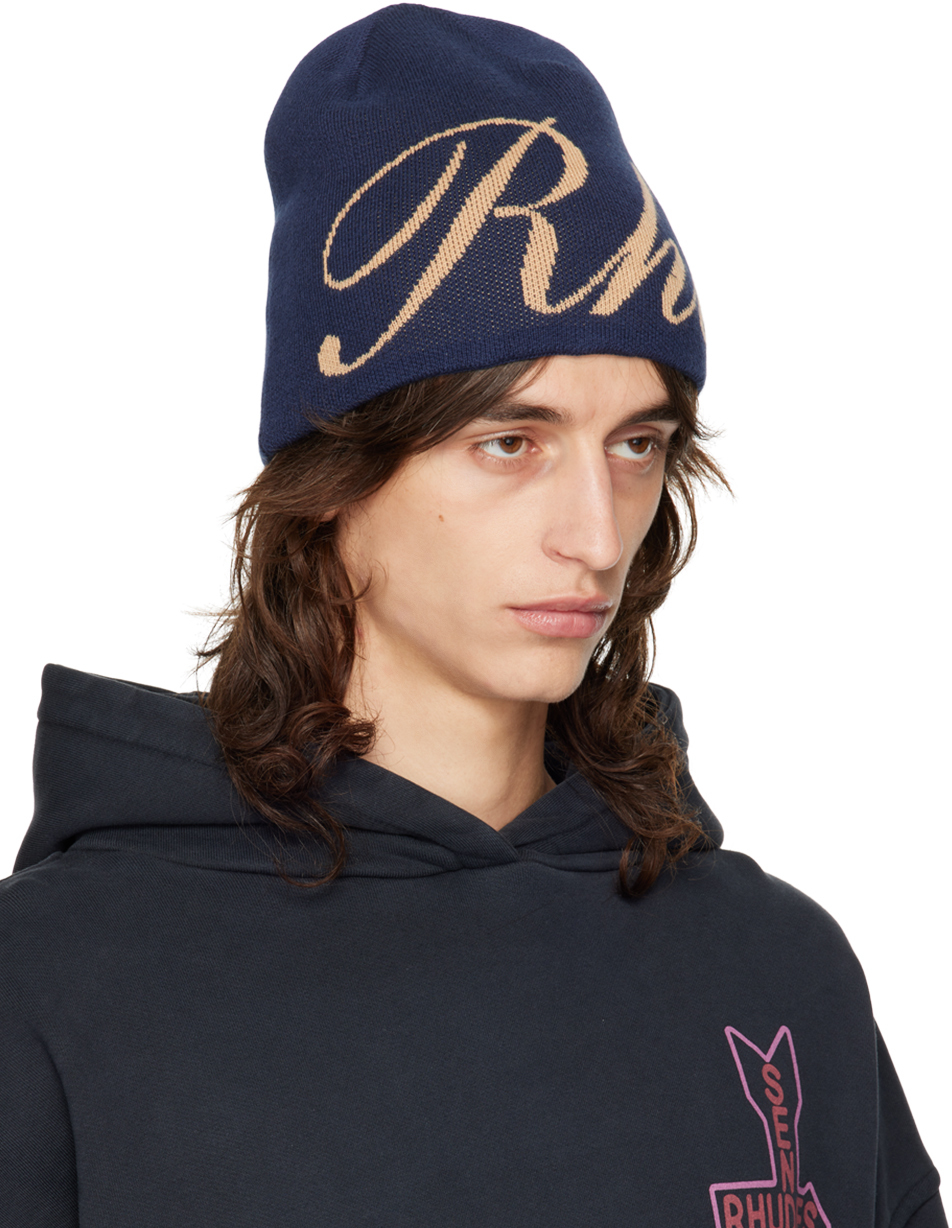Rhude Navy Script Beanie