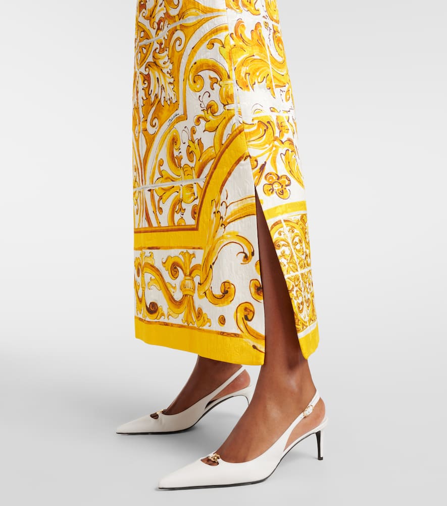 Majolica brocade midi skirt