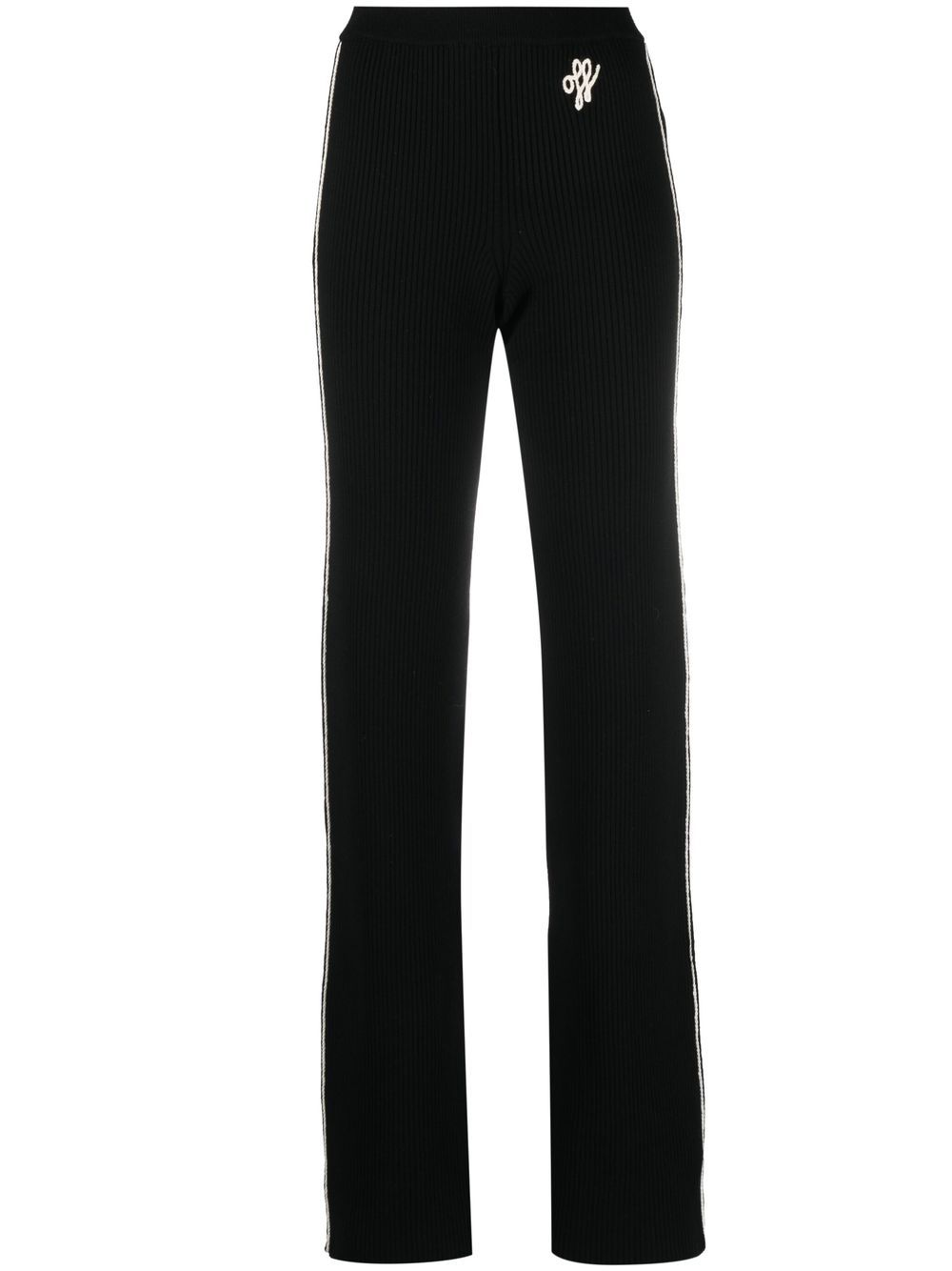 Embroidered-logo knit trousers - Black