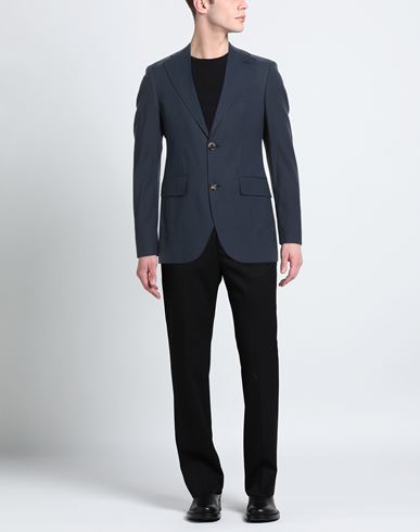 Man Blazer Navy Size 36 Linen, Cotton, Elastomultiester