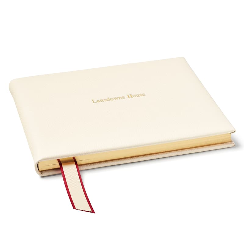 Classic Leather Guest Book in Ivory Pebble