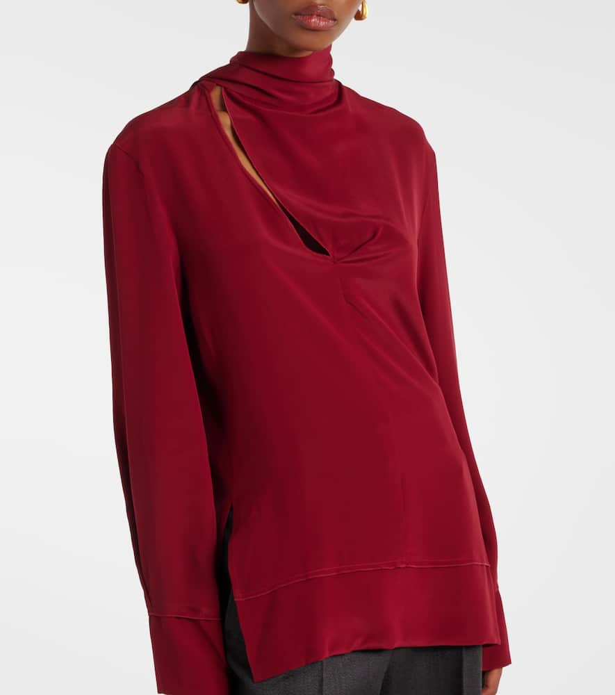 Scarf-detail silk blouse