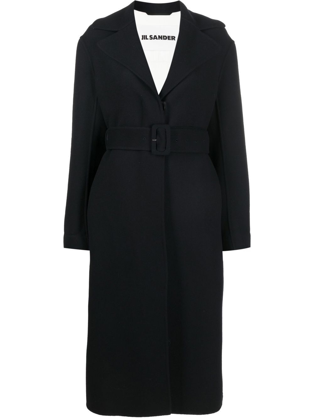 Long-sleeve belted wool coat - Blue