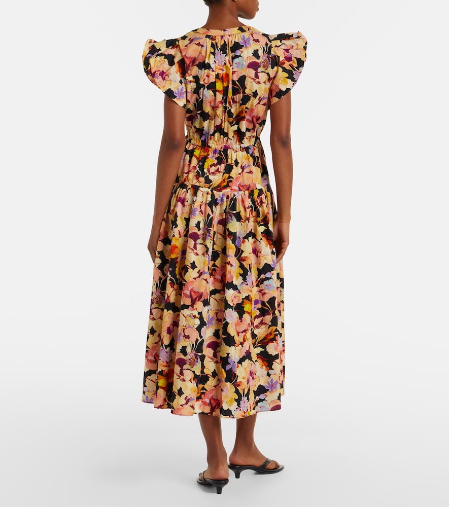 Marin floral cotton poplin midi dress