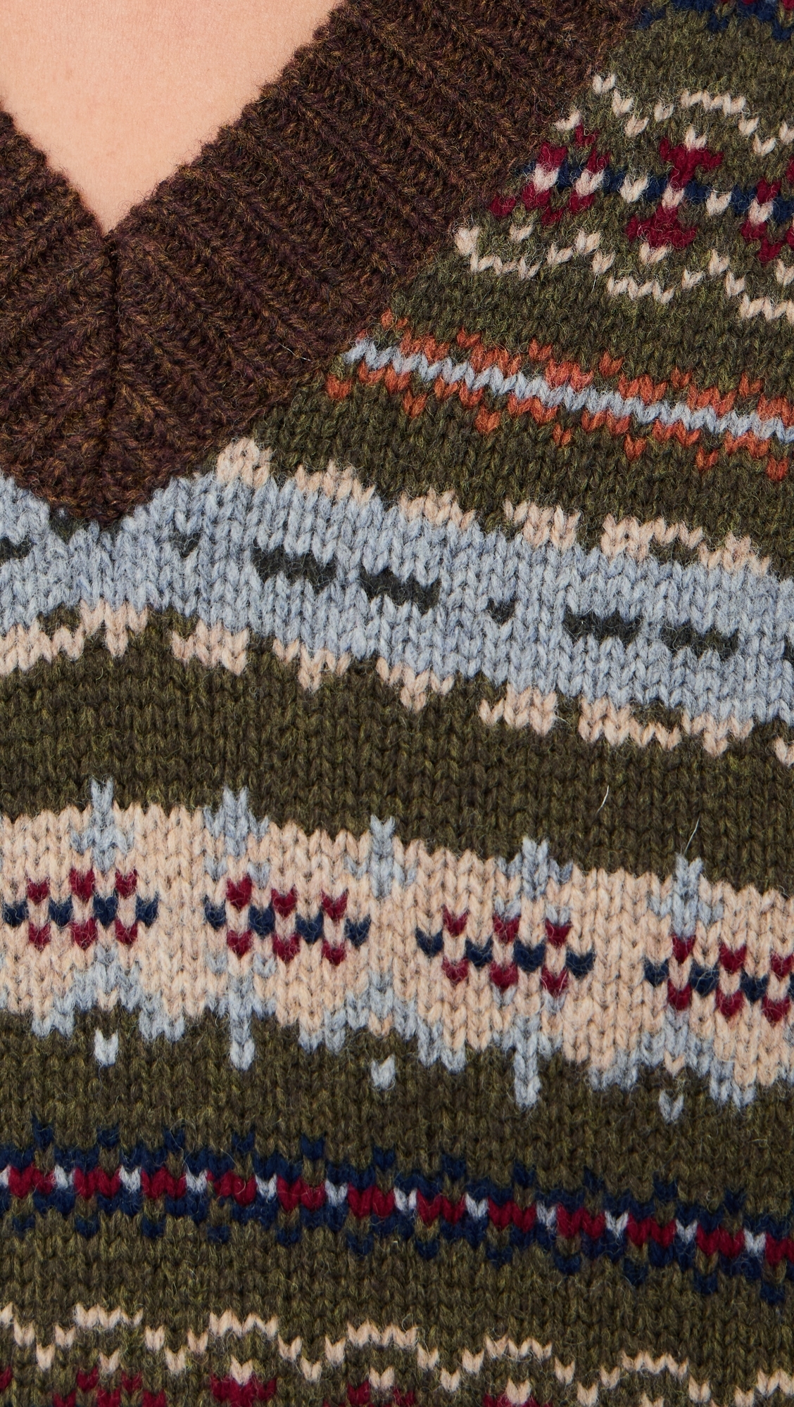 Ciara Fair Isle Knit Sweater Olive