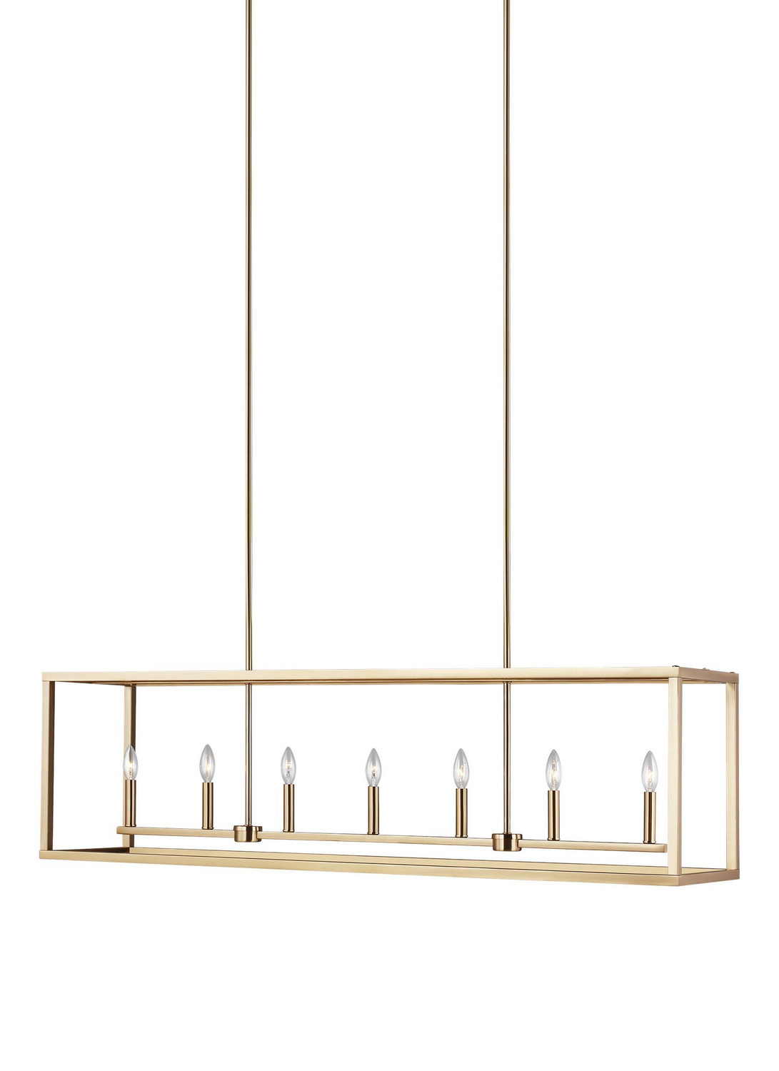 Satin Brass Seven Light Island Pendant from the Moffet Street Collection