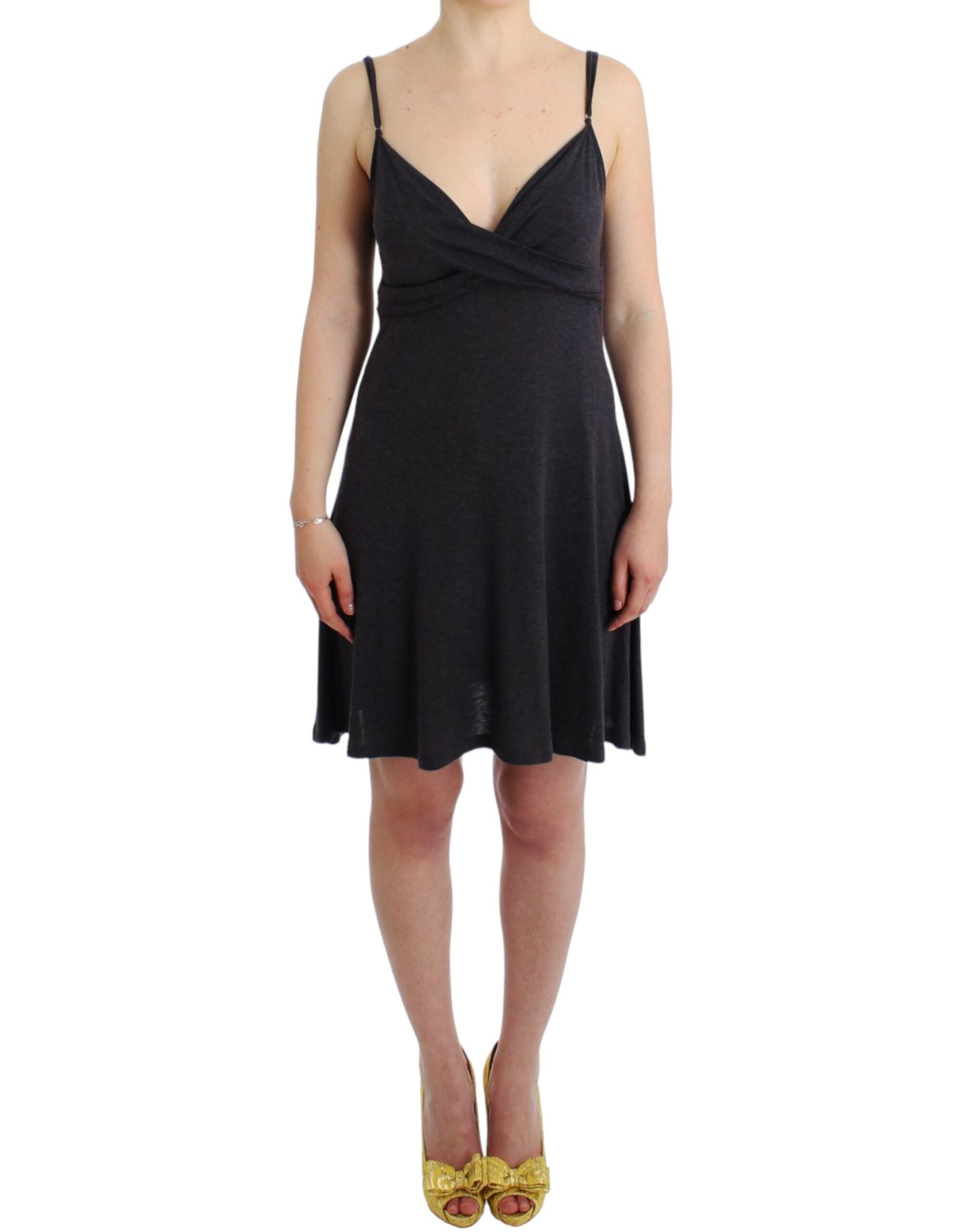 Knitted A-Line Dress — Gray
