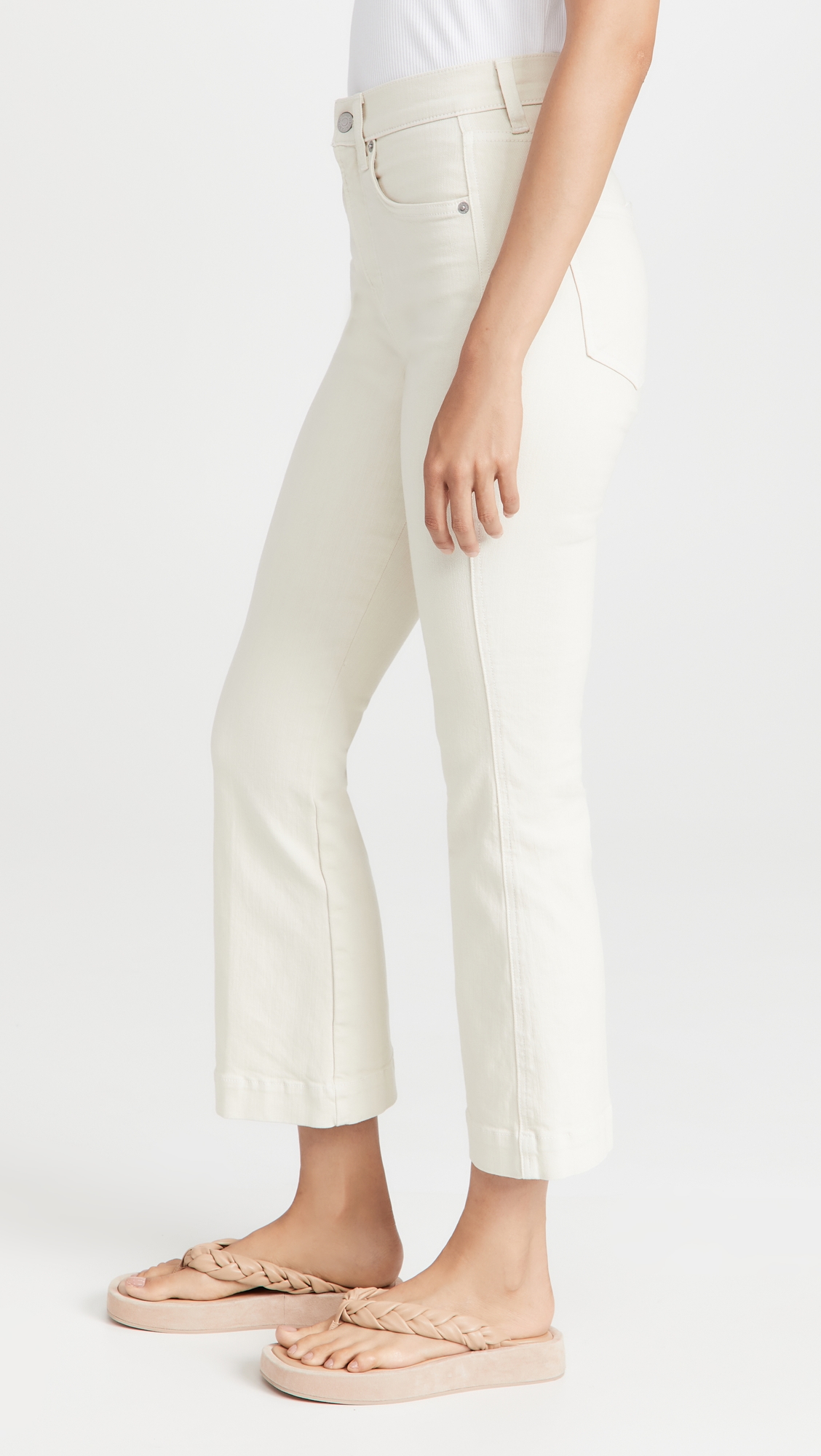 Carson High Rise Ankle Flare Jeans Ecru