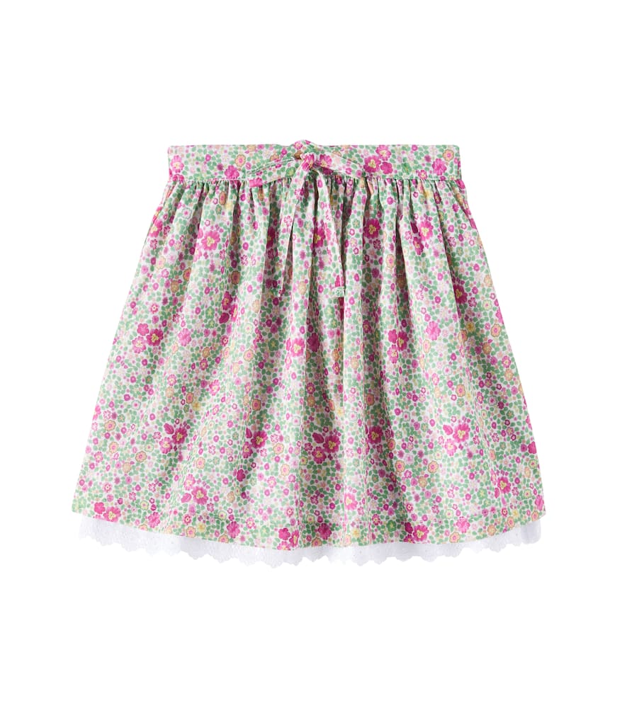 Luna lace-trimmed floral cotton skirt