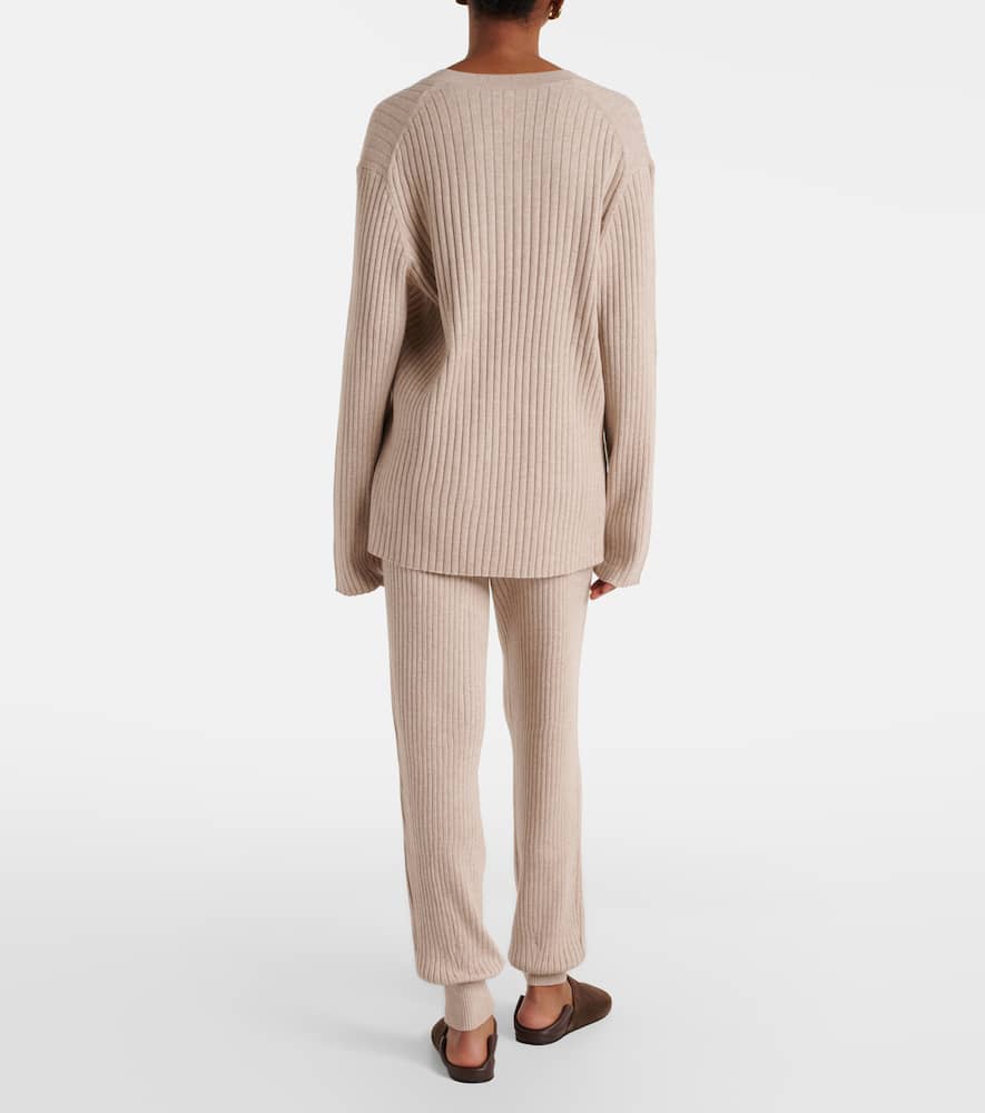 Ribbed-knit cotton and cashmere sweatpants