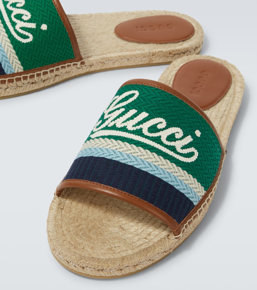 Gucci Logo leather-trimmed espadrilles slides