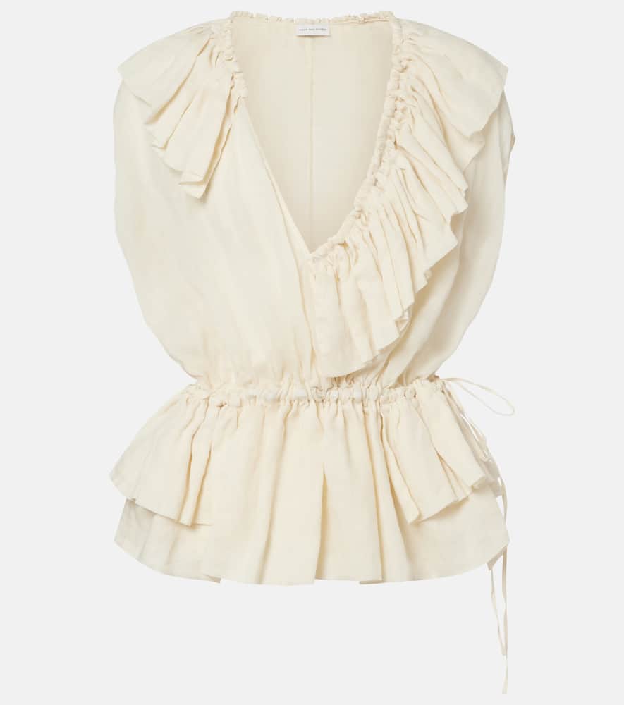 Ruffled peplum ramie top