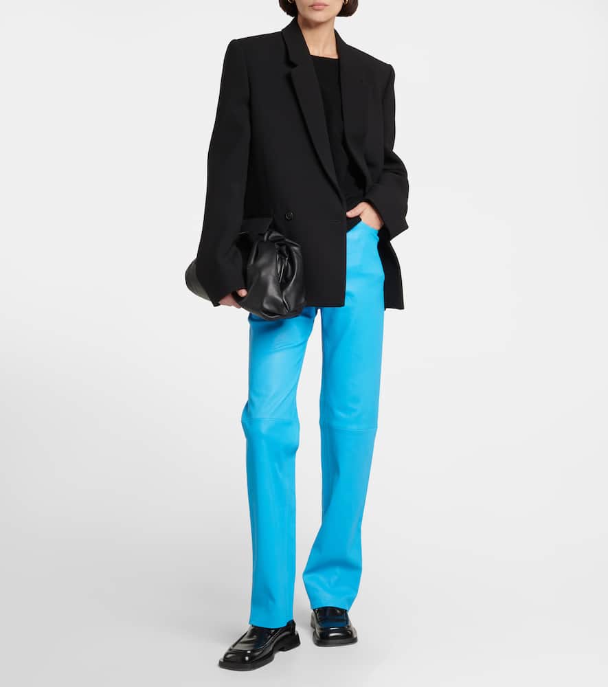 Terry high-rise straight leather pants